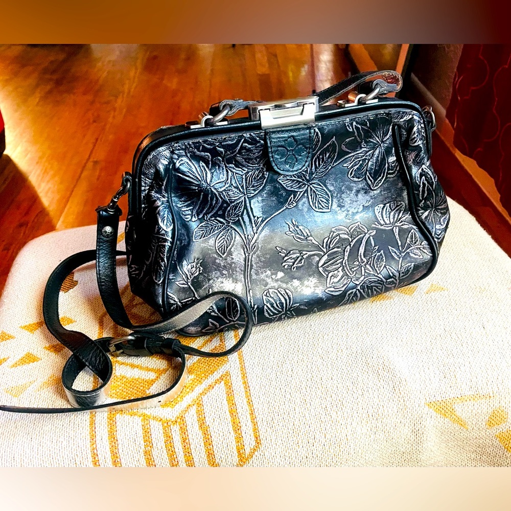 Patricia Nash Leather Smokey Grey Side Bag